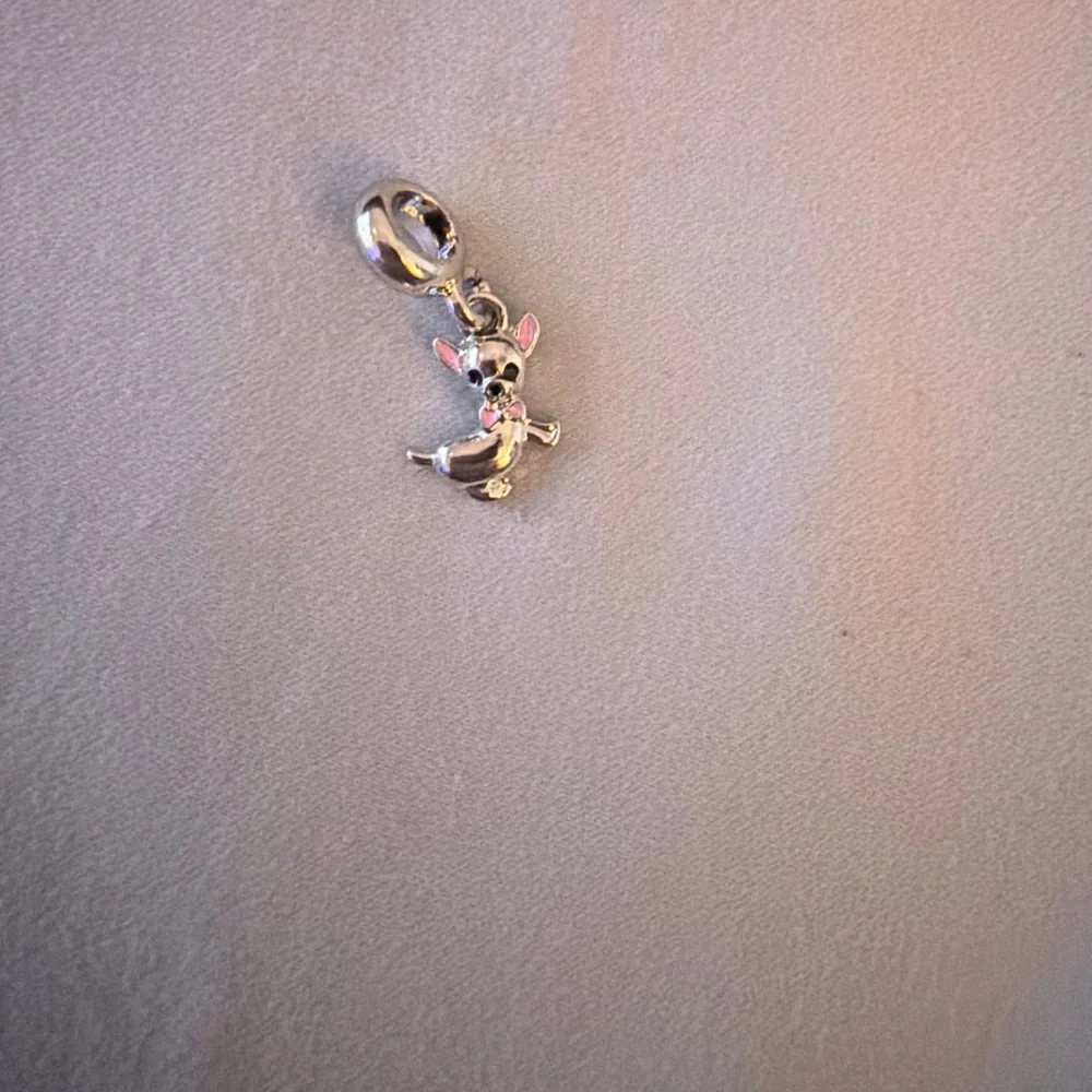 Silver and Pink Chihuahua Dangle Dog Charm - Picture 2 of 4